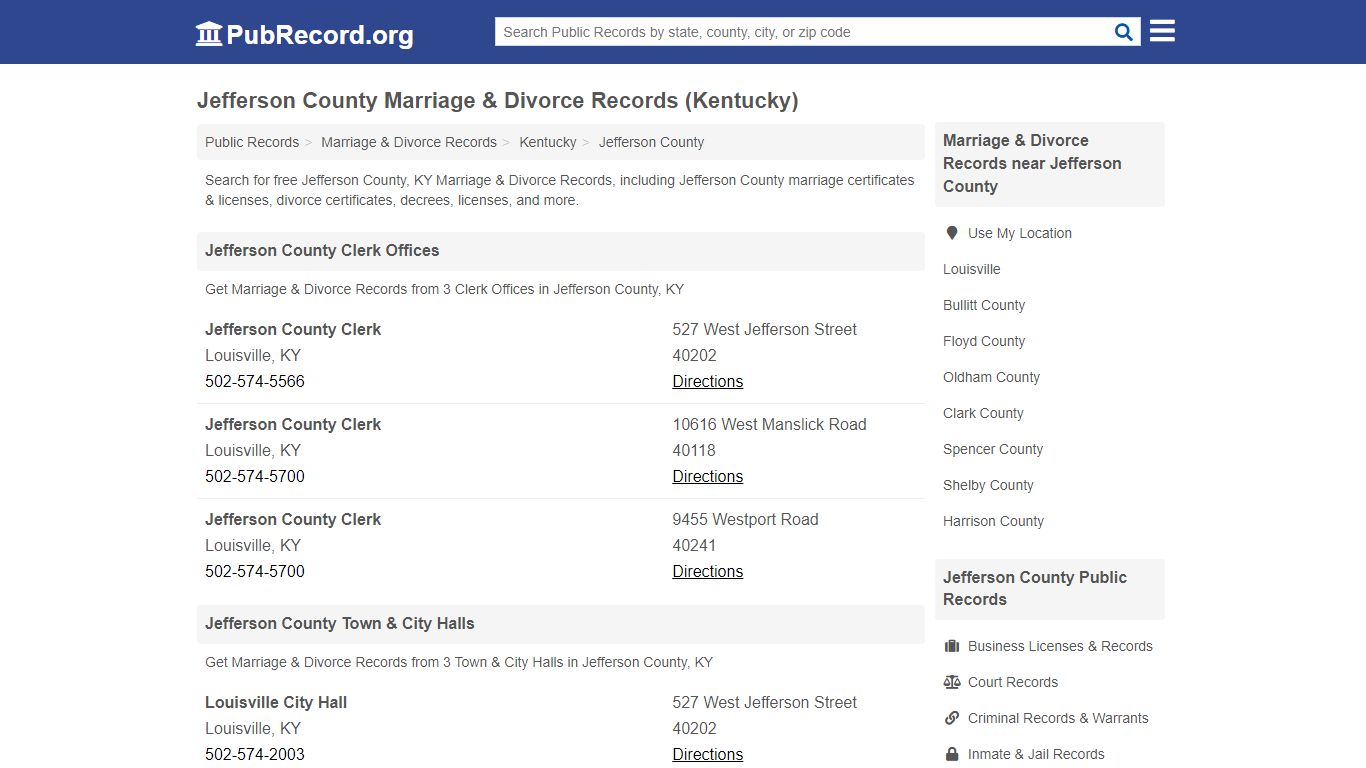 Jefferson County Marriage & Divorce Records (Kentucky)